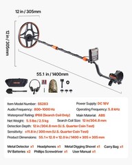 VEVOR Metal Detector for Adults 12″ Professional Gold Detector Waterproof Coil