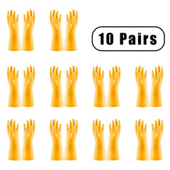 10 Pairs of Pvc Cleaning Gloves Waterproof Wear-Resistant Non-Slip Latex Materia