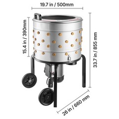 Uimoso 19.7″ Electric Poultry Plucker Machine 750W, 275RPM, 114 Rubber Fingers