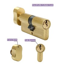 Solid Brass Lock Cylinder with 3 Keys 63mm Door 63MM-KD, Brushed