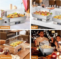 ROVSUN 9QT Electric Chafing Dishes for Buffet with Temperature Control Display
