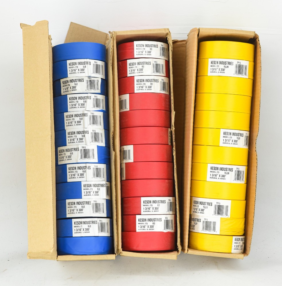 LOT 36x Keson Industries Ribbon Flagging Tape – Red, Yellow, Blue 1 3/16” x 300′