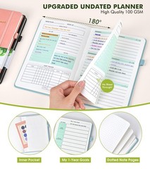 Undated Weekly and Monthly Planner, Hardcover Leather Calendar Blank Planner,…