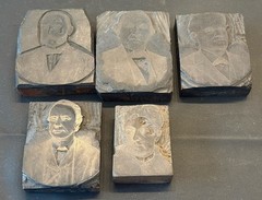Antique Letterpress Portrait Printing Blocks Lot 5 Printer Cuts