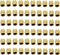 60 Pcs Schrader Valve Caps, Brass 1/4″ Flare Caps Round HVAC Valve Caps with Neo