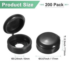 200-Pack Plastic Screw Cover Caps, 6mm Hinged Washer Flip Protection for M3 M4 M