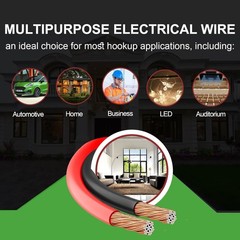 40FT Red & Black LED Extension Wire – Ideal for Home & Commercial Use