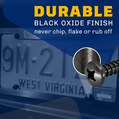 Black License Plate Screws, Black Head Stainless Steel Screws with Pan Head, Bla