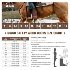 NINGO Men Steel Toe Work Boots Waterproof Cowboy Boots Leather Wellington Boots