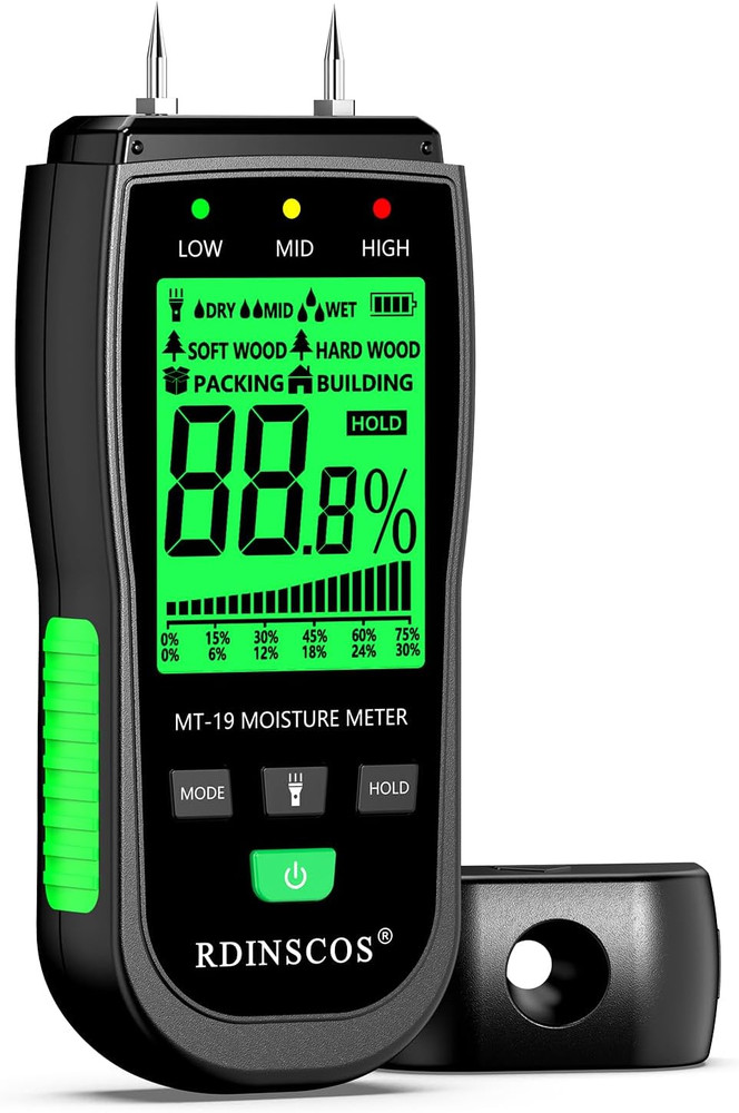 RDINSCOS Wood Moisture Meter for Hardwood and Softwood | Replaceable Pin Moistur