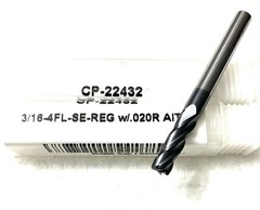 Carbide Plus CP-22432 3/16″ 4FL Corner Radius End Mill 0.02R Carbide AlTiN NEW