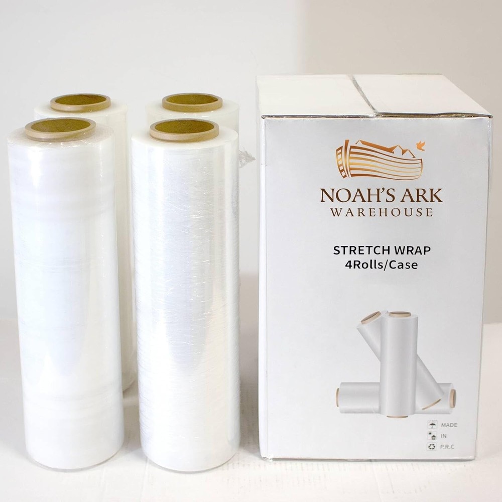 18″ x 1500FT 80 Gauge Pallet Wrap Heavy-Duty Stretch Film Clear Color Packaging