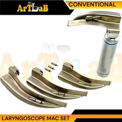 GERMAN LARYNGOSCOPE SET OF 4 INTUBATION BLADES 1,2,3,4 + MEDIUM HANDLE
