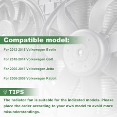 Radiator Cooling Fan Assembly for Jetta Golf Beetle 2010-2017 1K0959455DG