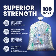 Plasticplace 55-60 Gallon Trash 1.2 Mil Garbage Can 38 X 58 100Count T55120Cl