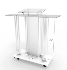 Acrylic Wood MDF Podium W Casters Church Lectern School Pulpit Hostess Desk