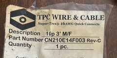 TPC Wire & Cable Super Trex CN210E14F003, 10 Pole 3ft M/F Cable Assembly, New
