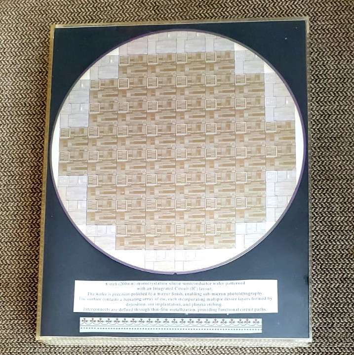 Old Late 1980s 8″ Genuine Semiconductor Wafer inside Plastic Display Case