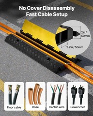 VEVOR Cable Protector Ramp Rubber Cord Cover 22000 lbs/axle Capacity 2 Channel
