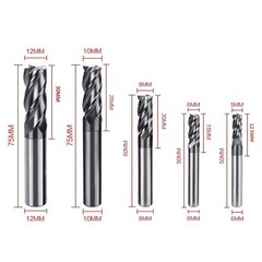 8pcs 2-12mm CNC Square Nose End Mills,Carbide Tungsten Steel 4 Fultes Milling