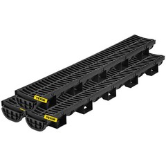 Trench Drain System, Channel Drain with Plastic Grate, 5.7×3.1-Inch HDPE Drainag