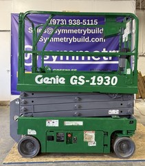 GENIE GS-1930 ELECTRIC SCISSOR LIFT, 534 HOURS, GREATP SHAPE – 26 WORKING HEIGHT