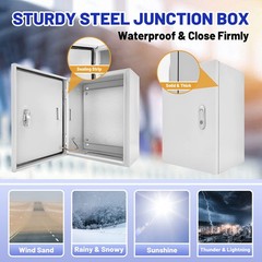Outdoor Electrical Box 12 x 10 x 6”D NEMA 4X Enclosure Steel Box, Waterproof