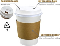 Disposable Coffee Cups with Lids, 12 oz 20 pcs White Paper Coffee Cups with Lids