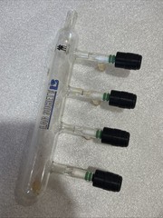 Lab Society Glass Valve PTFE Manifold 4-way GL-14 & GL-18 Laboratory Chemglass