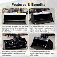 Hydraulic Tilting Bucket Fit CAT 3 Ton Excavator Compact Digger Bucket FREE SHIP