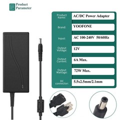 12V DC Power Supply 6A 72W AC/DC Adapter 100-240V 50-60Hz to DC 12V 6A Power …