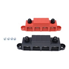 3/8″ / 250A 4 Stud Busbar Bus Bar Power Distribution Terminal Block Red&Black