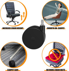 5 Pcs 4” Extra Large Chair Wheels for Carpet Heavy Duty Office
