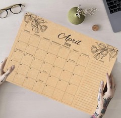 mudrit Desk Calendar 2026, 12 Months Large runs from Large, Brown