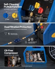 Refrigerant Recovery Machine 1 HP Dual Cylinder AC HVAC Recycling Tool 1750RPM