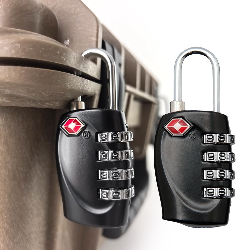 2 Pack TSA Approved Gun Case Locks for Pistol Cases, 4 Digits 2 Pack, Black