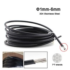 Wire Rope Stainless Steel PVC Coated 7×7 Black 1mm 1.2mm 1.5mm 2mm 3mm 4mm 5mm