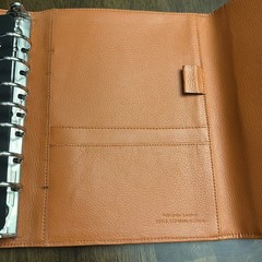 Franklin Covey Planner 7-Ring Orange Leather Classic Magnetic Snap Organizer