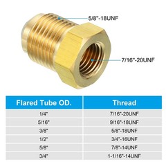 1/4 Inch Female Flare x 3/8 Inch Male Flare Connector SAE 45 Degree Flare