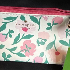Kate Spade Pencil Pouch Cosmetic Case Travel Bag Faux Leather With Accessories