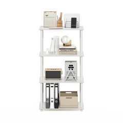 Furinno Turn-N-Tube 4-Tier Multipurpose Shelf Display Rack in White/White