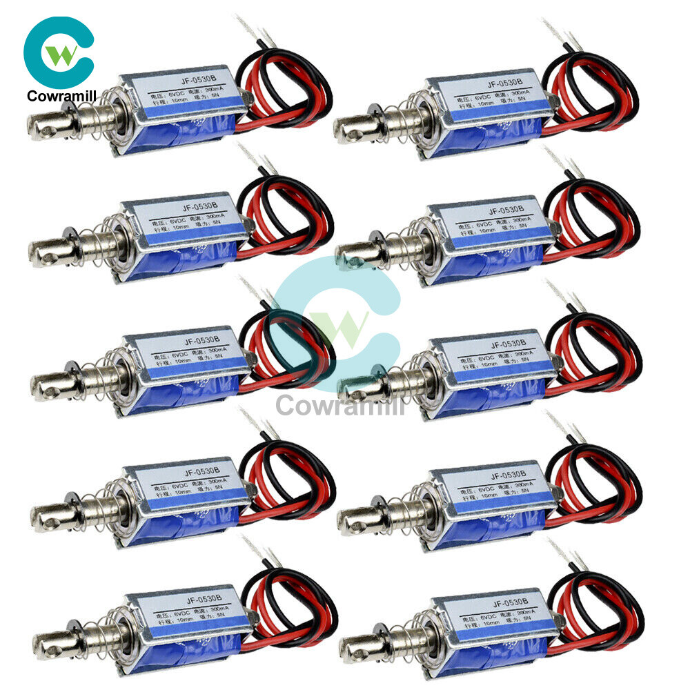 1-10PCS DC 6V 300mA 5N/10mm JF-0530B Pull Push Type DC Solenoid ElectroMagnet