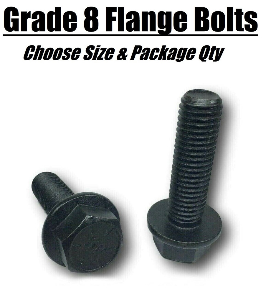 1/4-20 Grade 8 Hardened Hex Flange Frame Bolt Black Phosphate & Oil (Lngth &Qty)