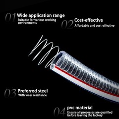 JoyTube 1″ID x 1-1/4″OD Steel Wire Suction Vinyl PVC x 1-1/4″OD, Clear