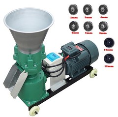 220V Feed Pellet Mill Machine Granulator w/2，3，4，5，6，8，10，12mm Plate 120-150KG/H