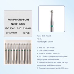 Dental Diamond Bur FGXL 25mm Ball Round Super Coarse for High Speed Handpiece