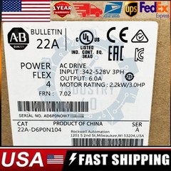 New AB 22A-D6P0N104 PowerFlex 4 2.2 kW 3 Hp AC Drive 22A-D6P0N104 US Free Tax