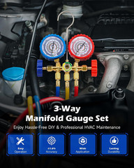 AC Gauge Set, 3-Way AC Manifold Gauge Set for R134A R410A R404A R22 Refrigerant
