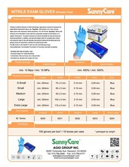 1000 SunnyCare #8202 Nitrile Exam Gloves Chemo-Rated (Powder Free Vinyl Latex) M