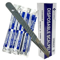 10 DISPOSABLE STERILE SURGICAL SCALPELS #20 WITH PLASTIC HANDLE SURGICAL dental